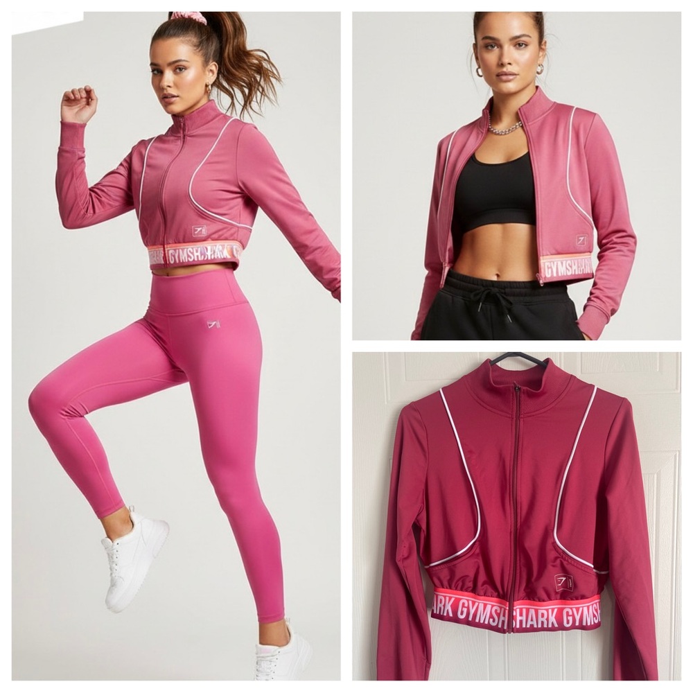 Gymshark Jacket Cropped Recess Full Zip Sculpting Fit Streetwear Activewear